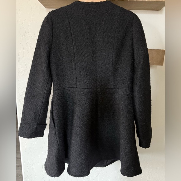 Forever 21|Wool blend black peacoat,tweed style in classic feminine style••Large - Picture 7 of 14